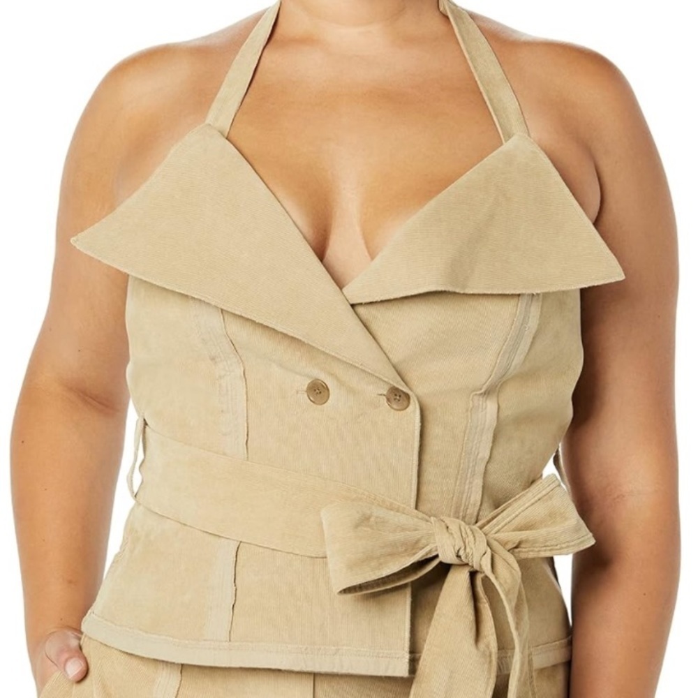 Making the Cut Deconstructed Strapless Corset halter Top size XXS corduroy - Picture 2 of 14